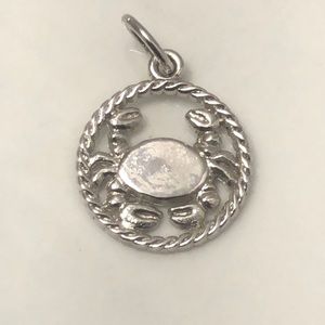 Cancer crab zodiac‎ sterling silver vintage pendant charm